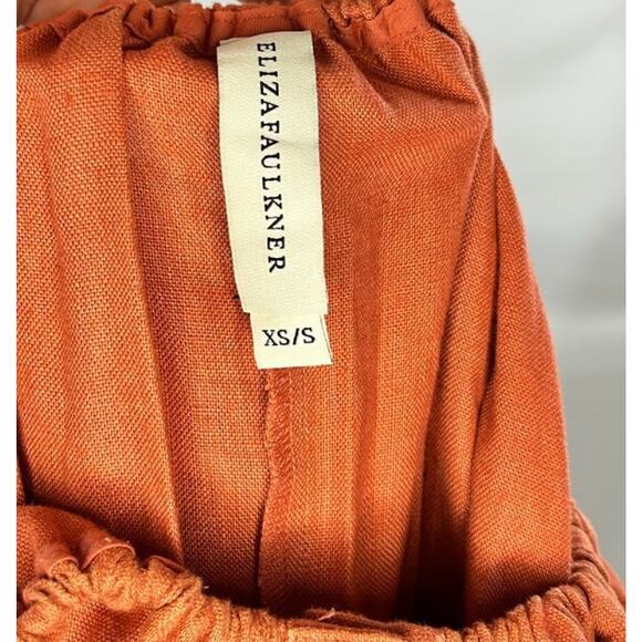 ELIZA FAULKNER Sz XS/S Burnt Orange Terracotta Linen Jumpsuit - Picture 4 of 10